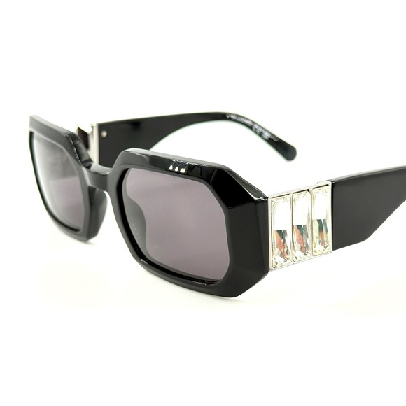 Swarovski SK0387 Womens Plastic Sunglass 01A Shiny Black 50-23 Lg Clear Crystals main image 4